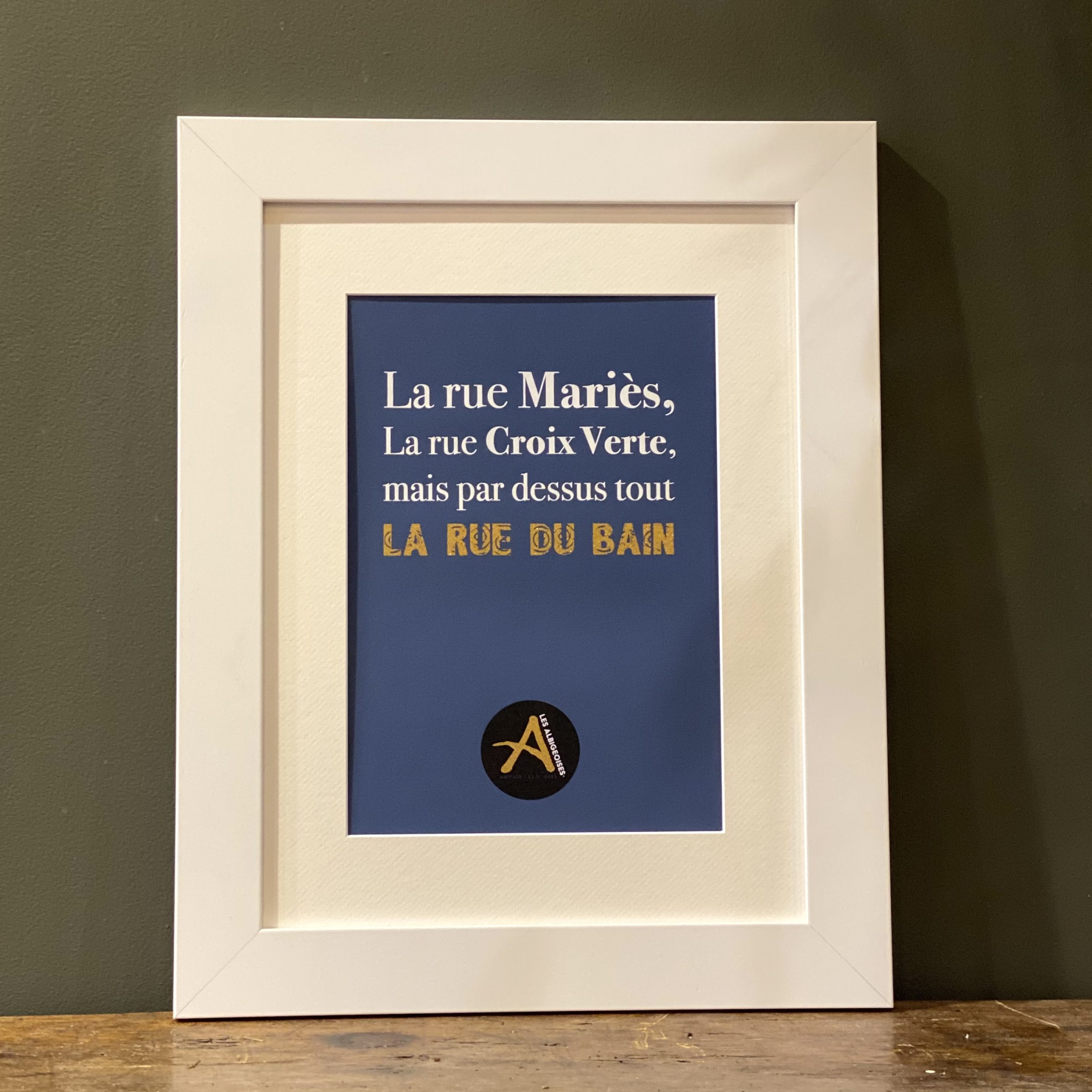 La rue du Bain Cadre Blanc 40 x 50 cm La rue du Bain Cadre Blanc 40 x 50 cm